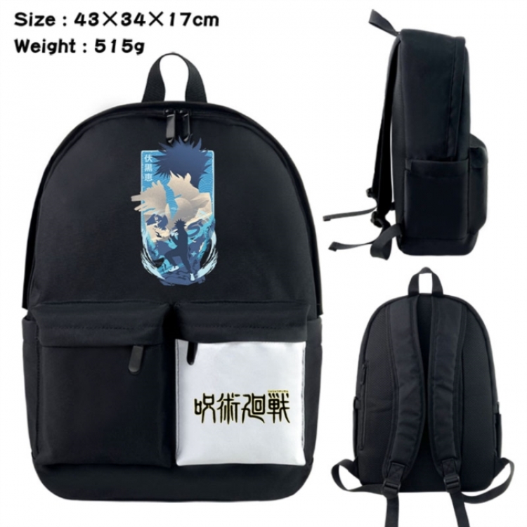 Jujutsu Kaisen Anime black and white classic waterproof canvas backpack 43X34X17CM