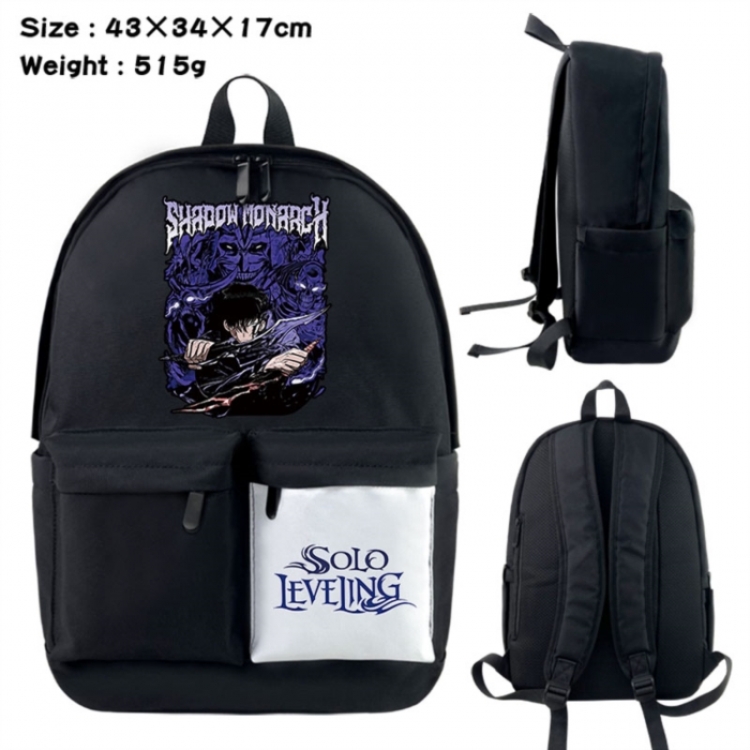 Solo Leveling:Arise Anime black and white classic waterproof canvas backpack 43X34X17CM
