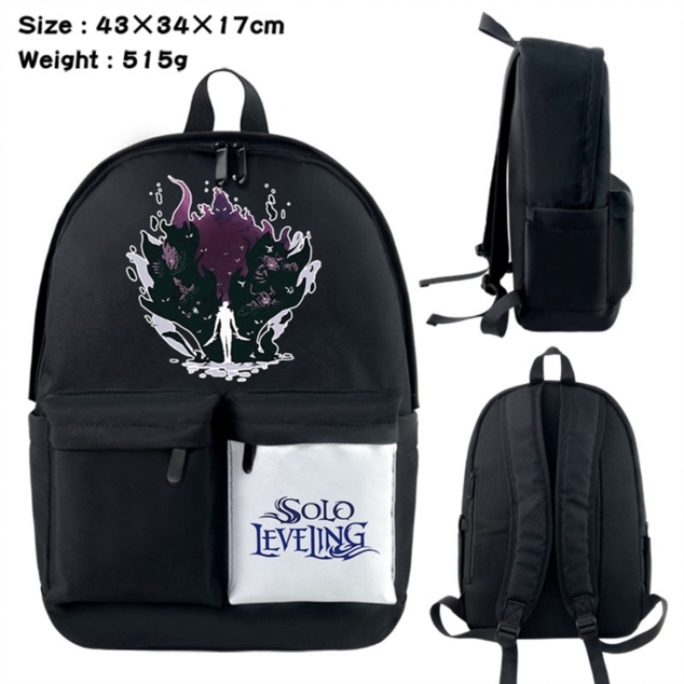  Solo Leveling:Arise Anime black and white classic waterproof canvas backpack 43X34X17CM