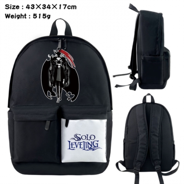  Solo Leveling:Arise Anime black and white classic waterproof canvas backpack 43X34X17CM