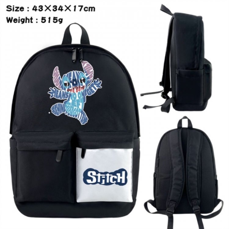 Lilo & Stitch Anime black and white classic waterproof canvas backpack 43X34X17CM