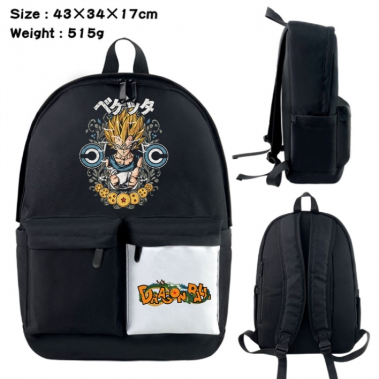 DRAGON BALL Anime black and white classic waterproof canvas backpack 43X34X17CM