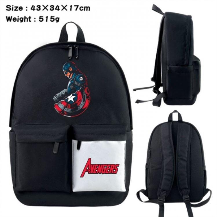 Marvel Anime black and white classic waterproof canvas backpack 43X34X17CM