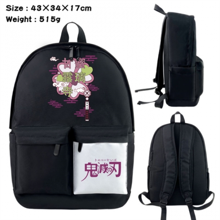 Demon Slayer Kimets Anime black and white classic waterproof canvas backpack 43X34X17CM