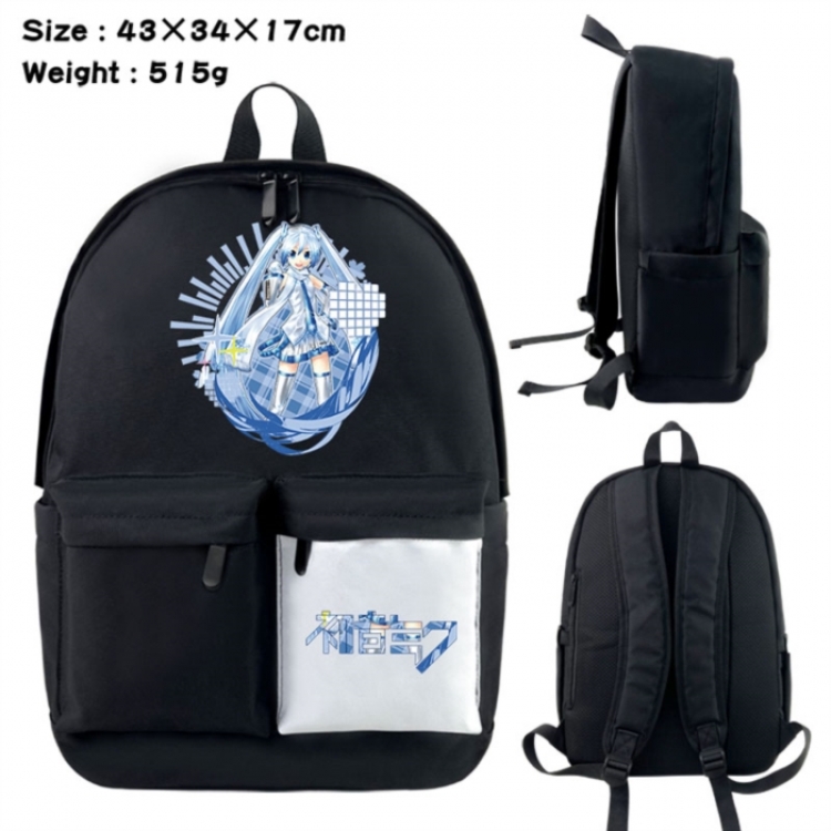 Hatsune Miku Anime black and white classic waterproof canvas backpack 43X34X17CM