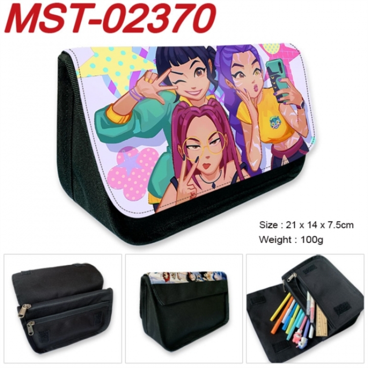K-Pop Demon Hunters Anime Velcro canvas zipper pencil case Pencil Bag 21x14x7.5cm