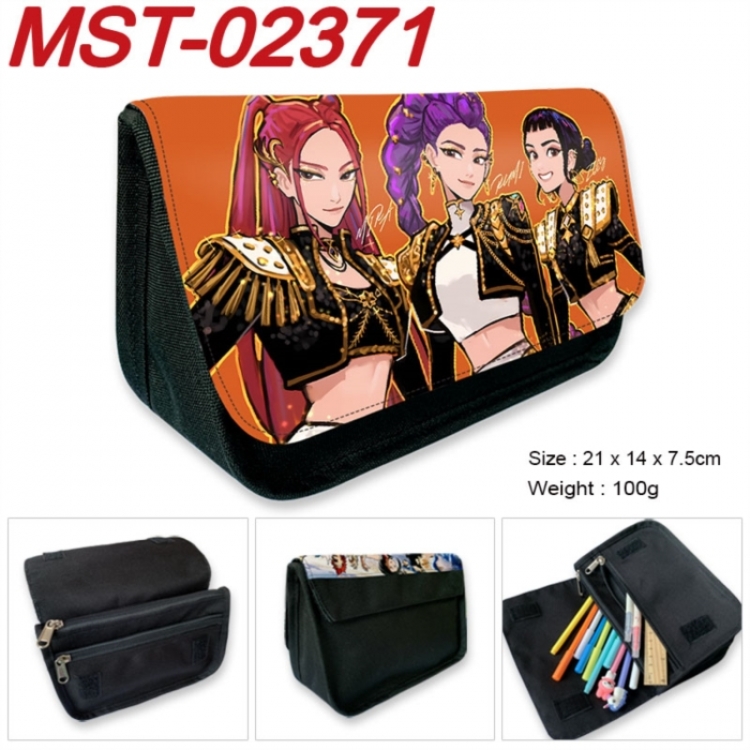 K-Pop Demon Hunters Anime Velcro canvas zipper pencil case Pencil Bag 21x14x7.5cm