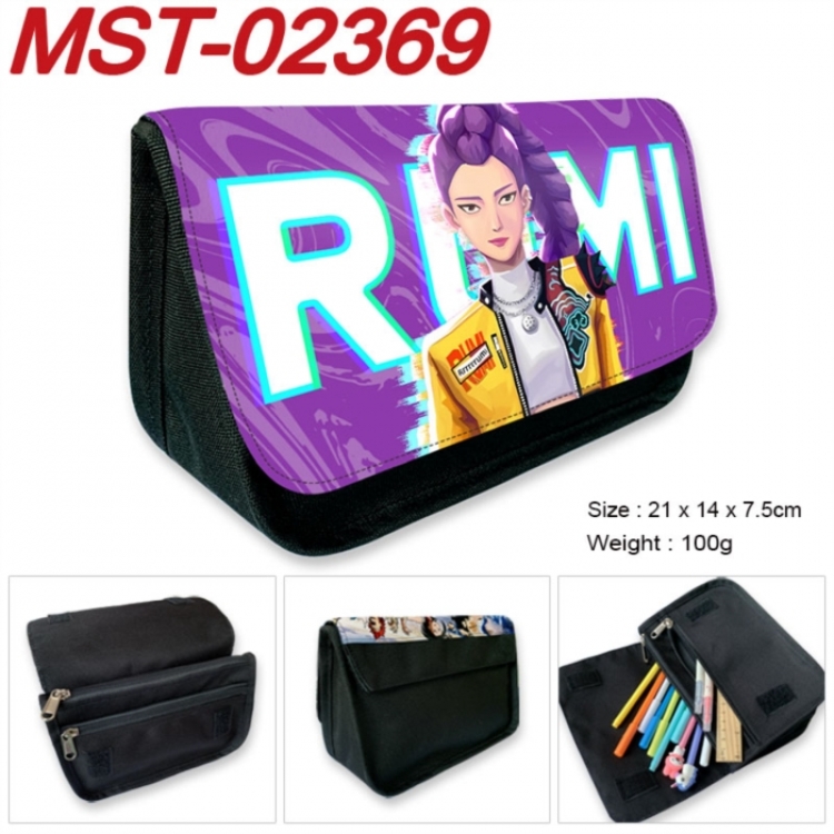 K-Pop Demon Hunters Anime Velcro canvas zipper pencil case Pencil Bag 21x14x7.5cm