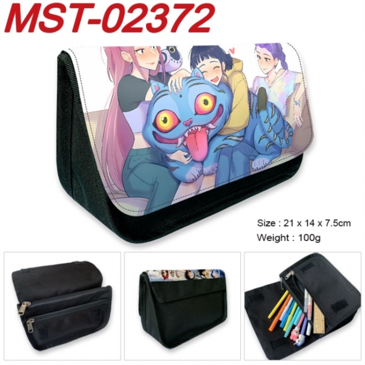 K-Pop Demon Hunters Anime Velcro canvas zipper pencil case Pencil Bag 21x14x7.5cm