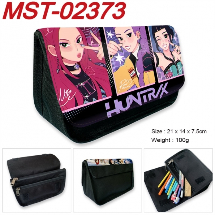 K-Pop Demon Hunters Anime Velcro canvas zipper pencil case Pencil Bag 21x14x7.5cm