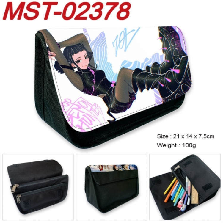 K-Pop Demon Hunters Anime Velcro canvas zipper pencil case Pencil Bag 21x14x7.5cm
