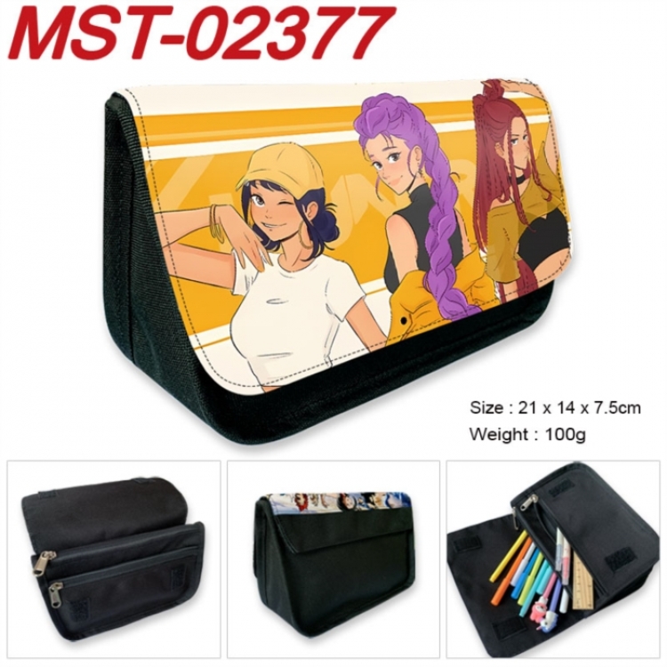 K-Pop Demon Hunters Anime Velcro canvas zipper pencil case Pencil Bag 21x14x7.5cm