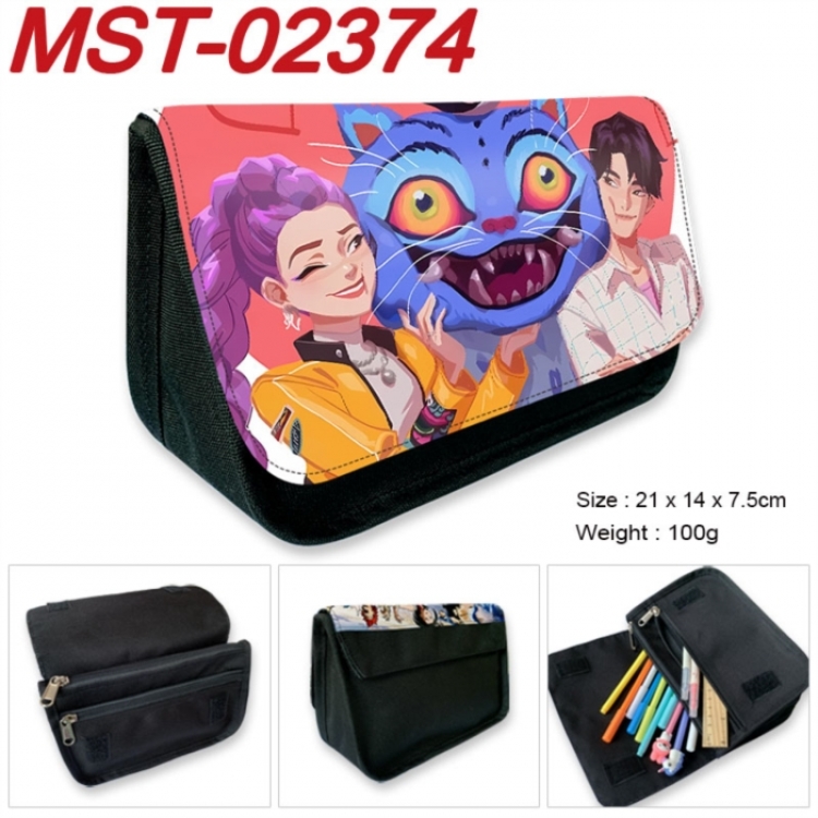 K-Pop Demon Hunters Anime Velcro canvas zipper pencil case Pencil Bag 21x14x7.5cm