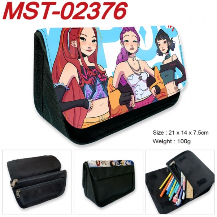 K-Pop Demon Hunters Anime Velcro canvas zipper pencil case Pencil Bag 21x14x7.5cm