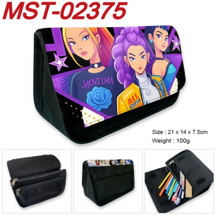 K-Pop Demon Hunters Anime Velcro canvas zipper pencil case Pencil Bag 21x14x7.5cm