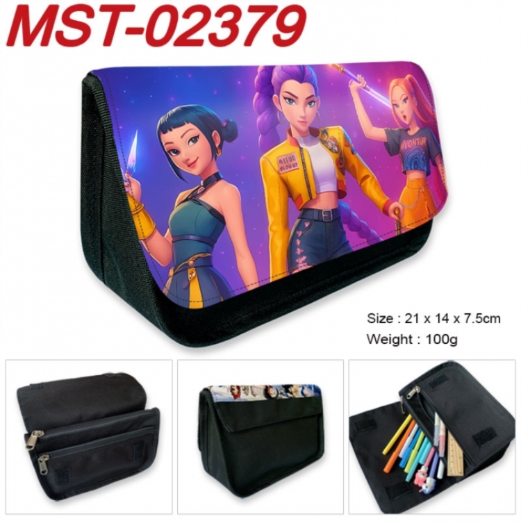 K-Pop Demon Hunters Anime Velcro canvas zipper pencil case Pencil Bag 21x14x7.5cm
