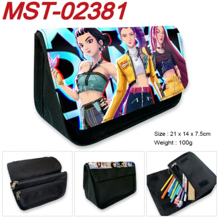 K-Pop Demon Hunters Anime Velcro canvas zipper pencil case Pencil Bag 21x14x7.5cm