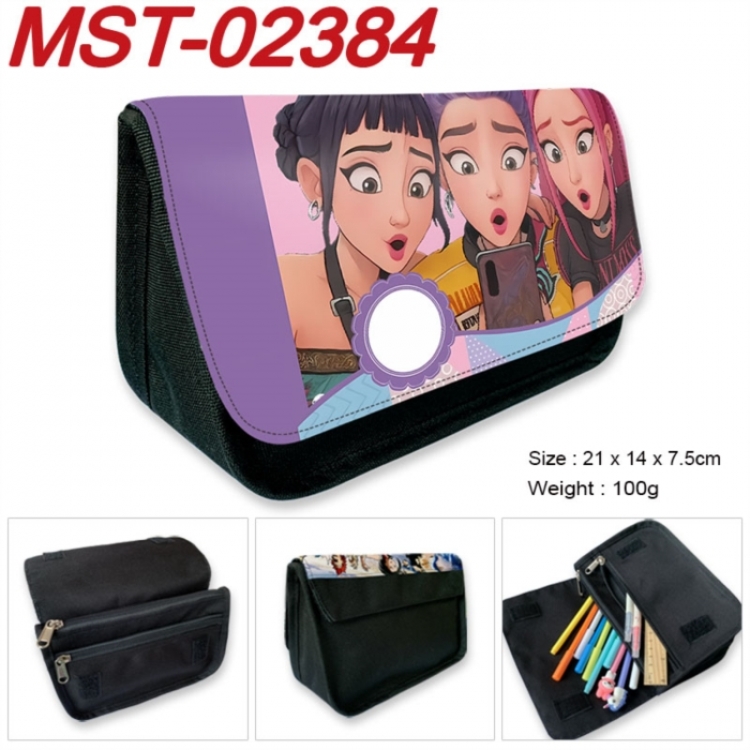 K-Pop Demon Hunters Anime Velcro canvas zipper pencil case Pencil Bag 21x14x7.5cm