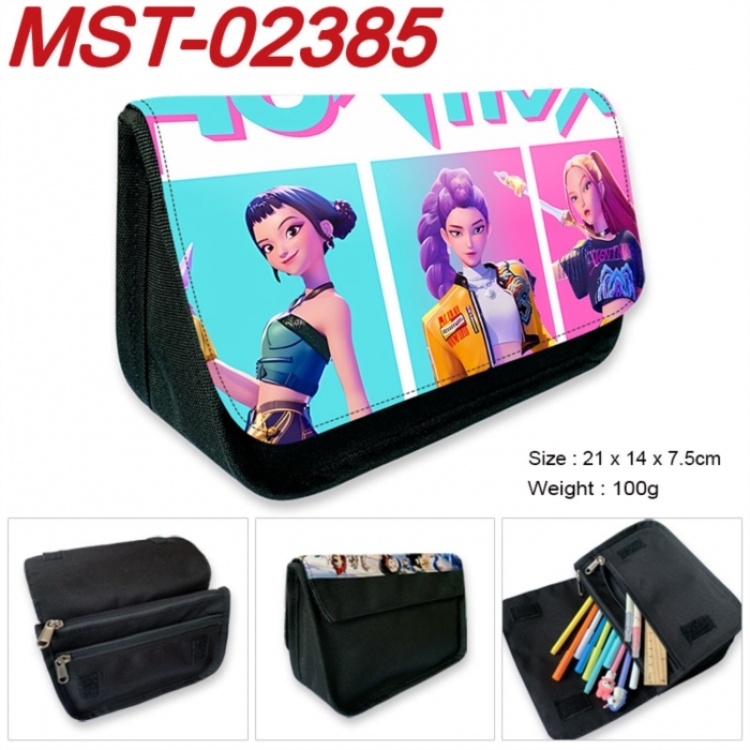 K-Pop Demon Hunters Anime Velcro canvas zipper pencil case Pencil Bag 21x14x7.5cm