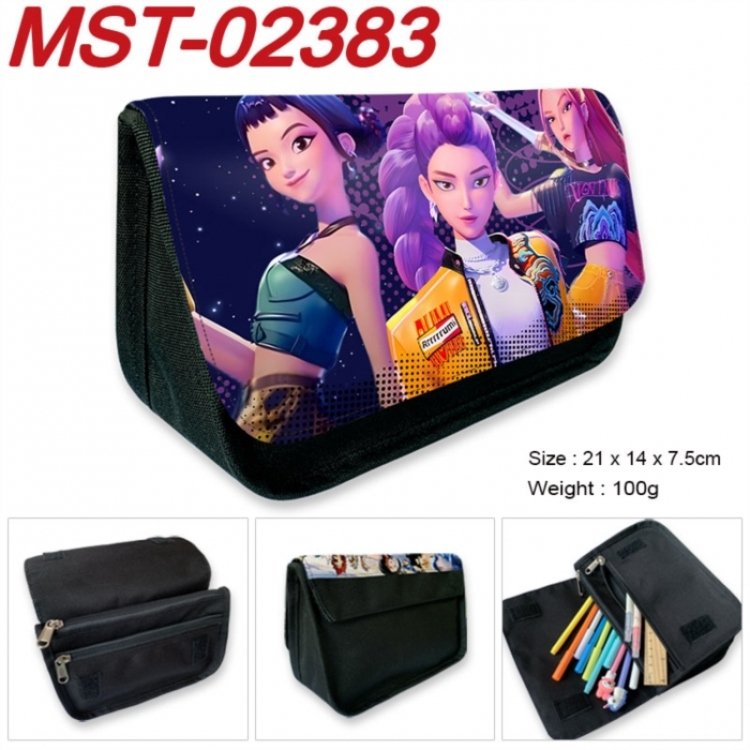 K-Pop Demon Hunters Anime Velcro canvas zipper pencil case Pencil Bag 21x14x7.5cm
