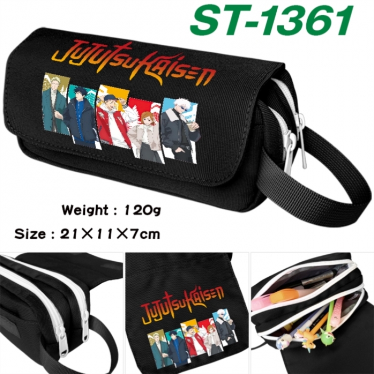 Jujutsu Kaisen Anime waterproof canvas portable double-layer pencil bag cosmetic bag 21x11x7cm