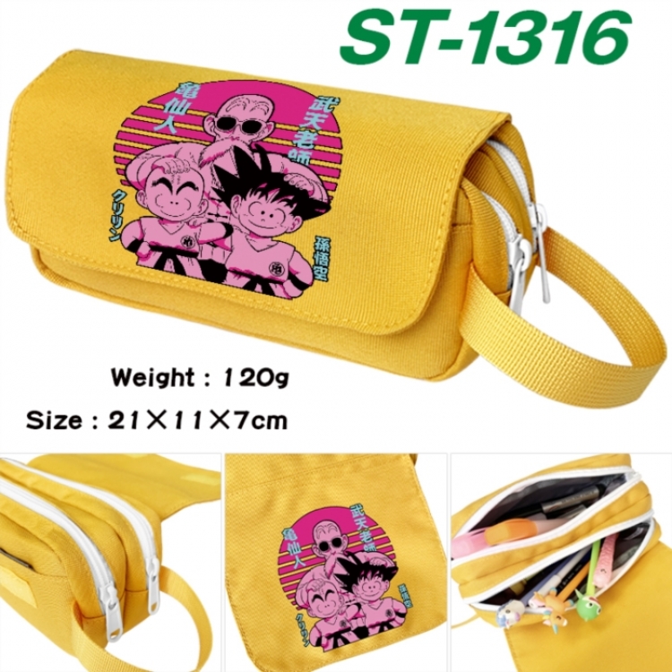 DRAGON BALL Anime waterproof canvas portable double-layer pencil bag cosmetic bag 21x11x7cm