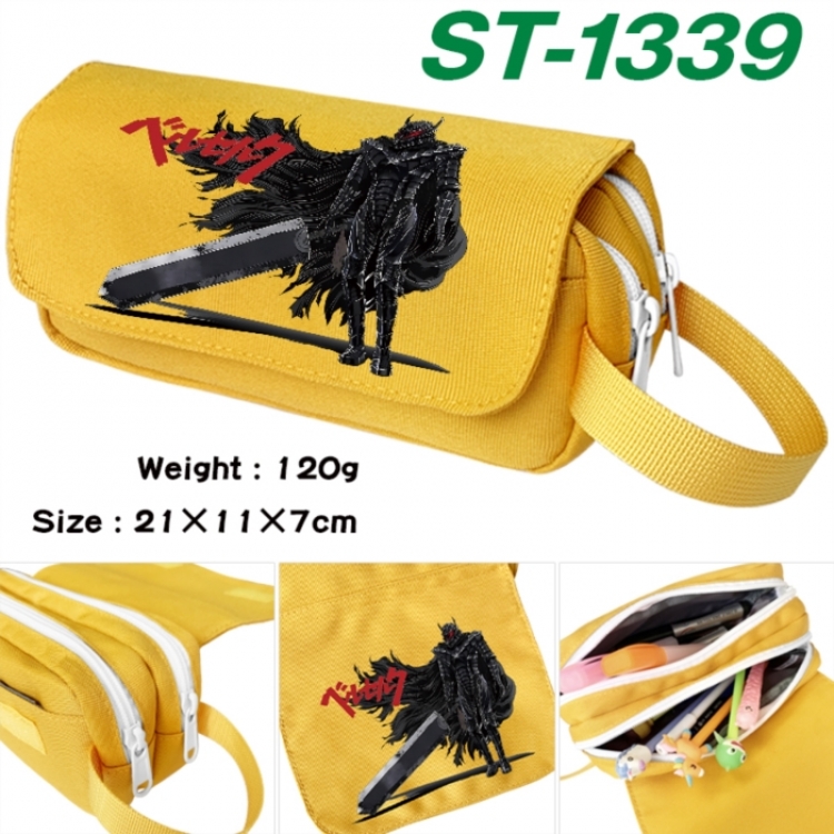 Berserk Anime waterproof canvas portable double-layer pencil bag cosmetic bag 21x11x7cm