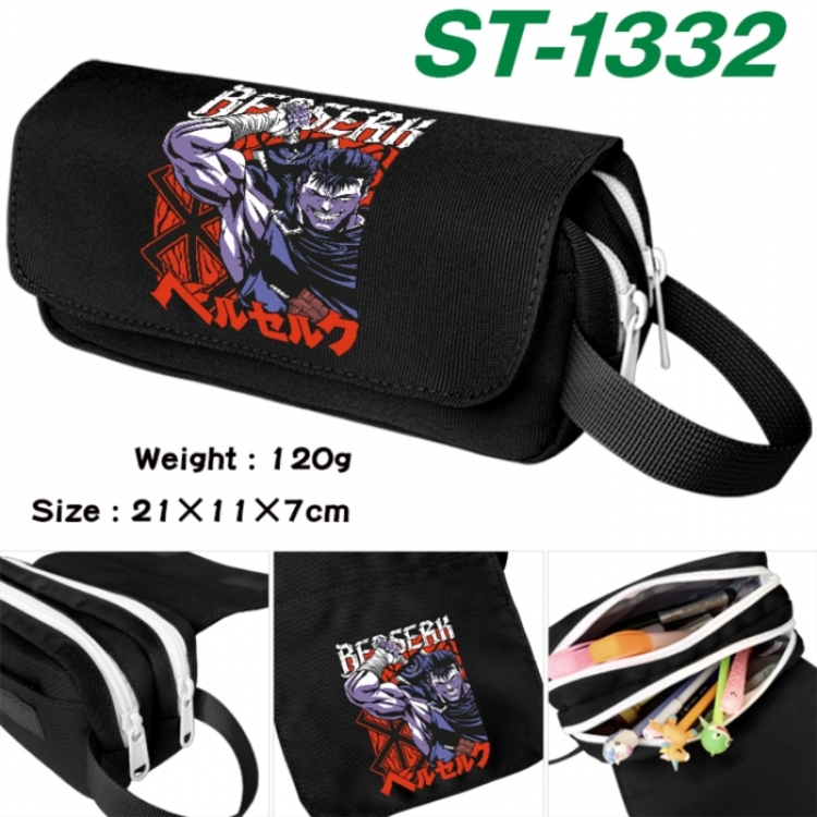 Berserk Anime waterproof canvas portable double-layer pencil bag cosmetic bag 21x11x7cm