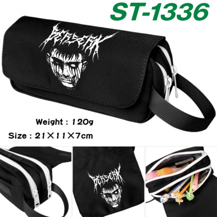 Berserk Anime waterproof canvas portable double-layer pencil bag cosmetic bag 21x11x7cm