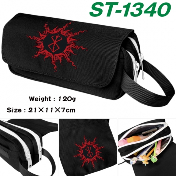Berserk Anime waterproof canvas portable double-layer pencil bag cosmetic bag 21x11x7cm