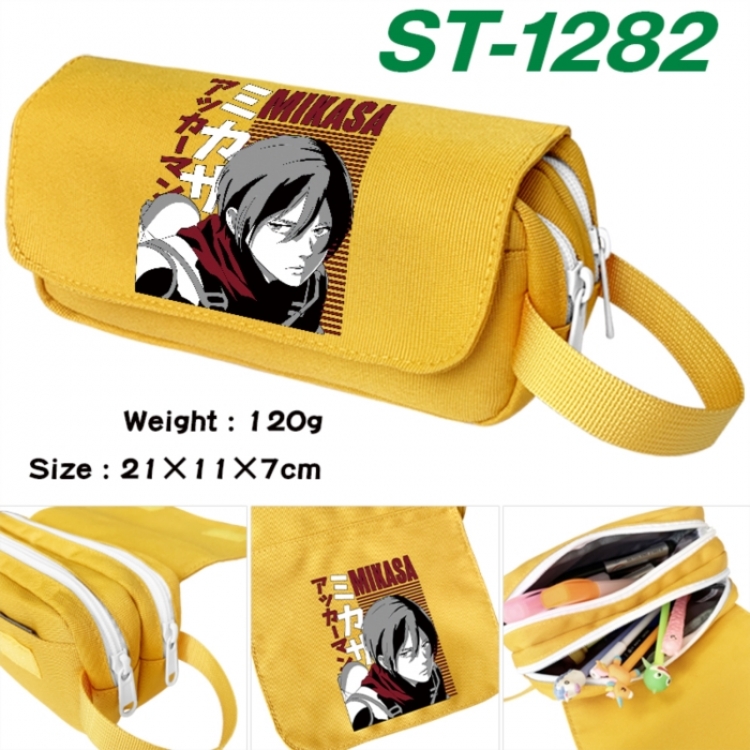 Shingeki no Kyojin Anime waterproof canvas portable double-layer pencil bag cosmetic bag 21x11x7cm