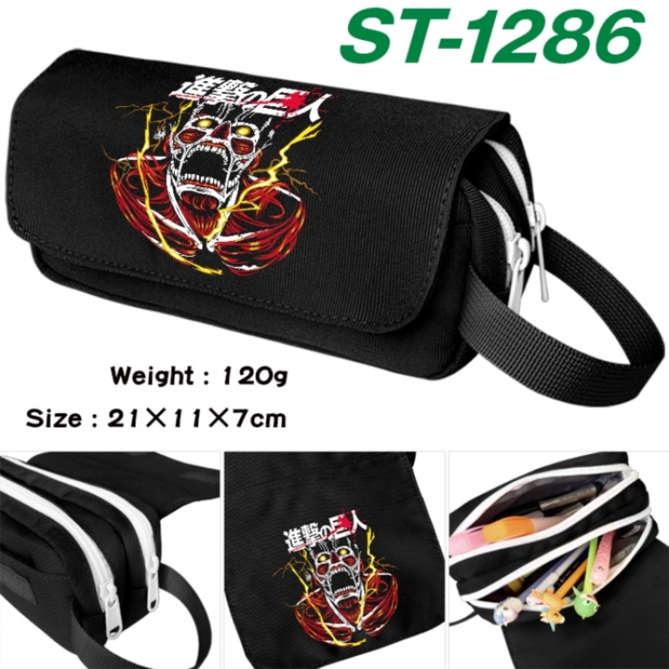 Shingeki no Kyojin Anime waterproof canvas portable double-layer pencil bag cosmetic bag 21x11x7cm