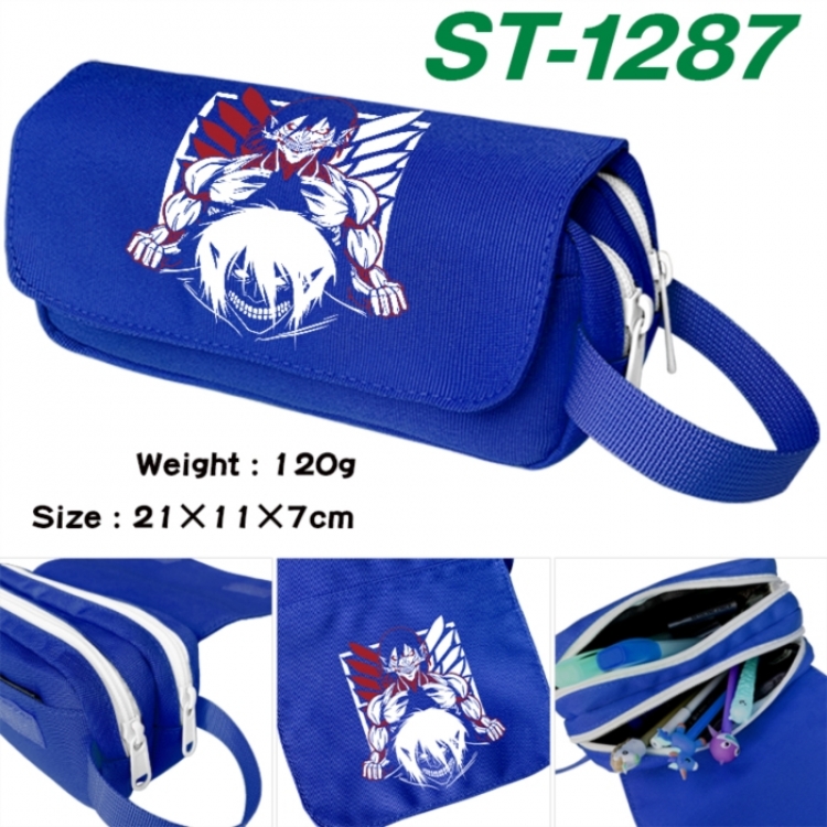 Shingeki no Kyojin Anime waterproof canvas portable double-layer pencil bag cosmetic bag 21x11x7cm