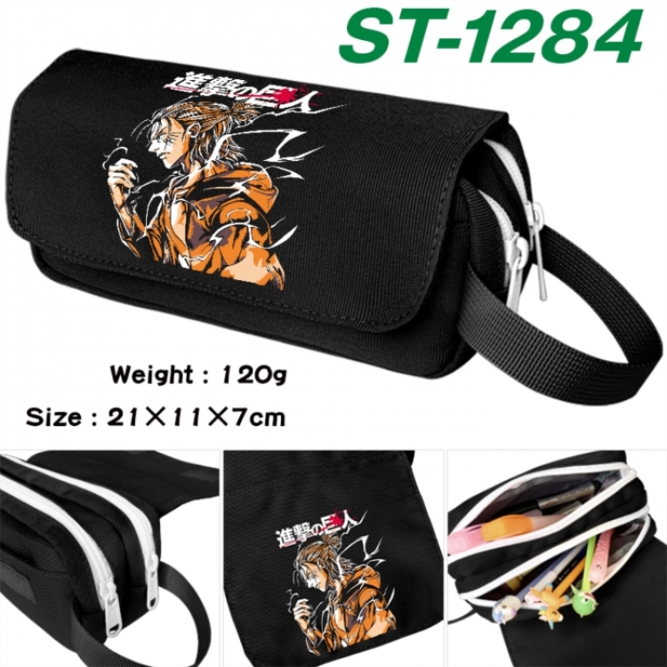 Shingeki no Kyojin Anime waterproof canvas portable double-layer pencil bag cosmetic bag 21x11x7cm