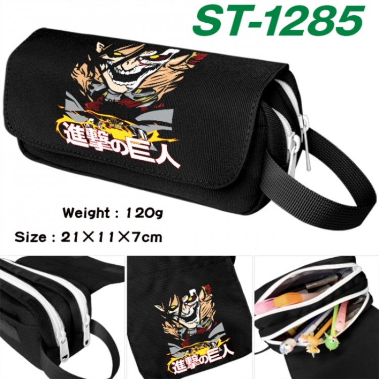 Shingeki no Kyojin Anime waterproof canvas portable double-layer pencil bag cosmetic bag 21x11x7cm