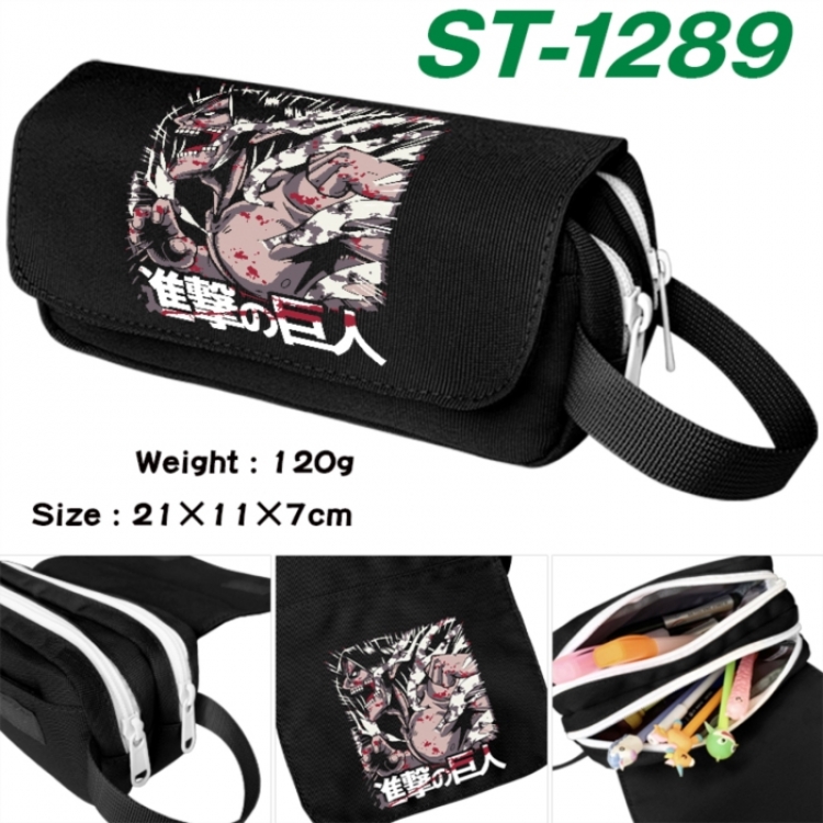 Shingeki no Kyojin Anime waterproof canvas portable double-layer pencil bag cosmetic bag 21x11x7cm