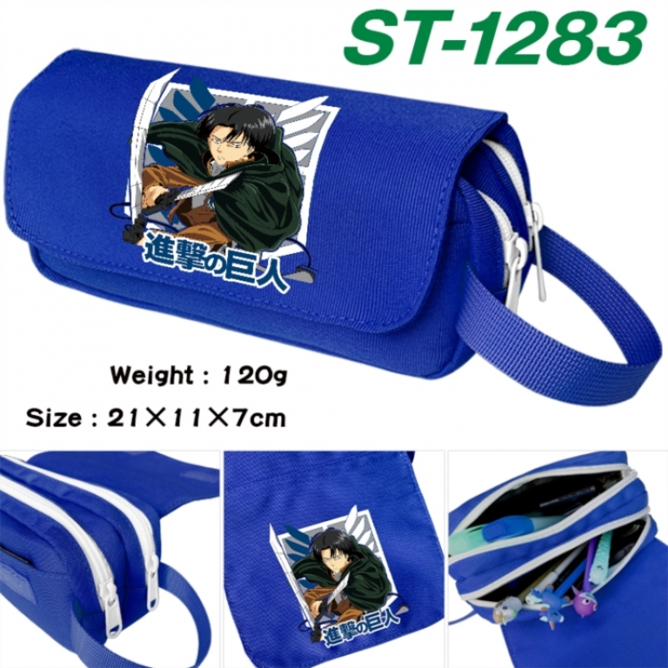 Shingeki no Kyojin Anime waterproof canvas portable double-layer pencil bag cosmetic bag 21x11x7cm