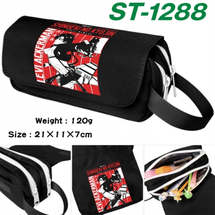 Shingeki no Kyojin Anime waterproof canvas portable double-layer pencil bag cosmetic bag 21x11x7cm