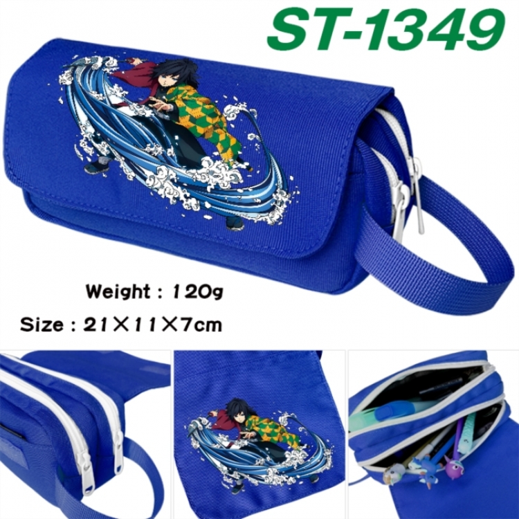 Demon Slayer Kimets Anime waterproof canvas portable double-layer pencil bag cosmetic bag 21x11x7cm