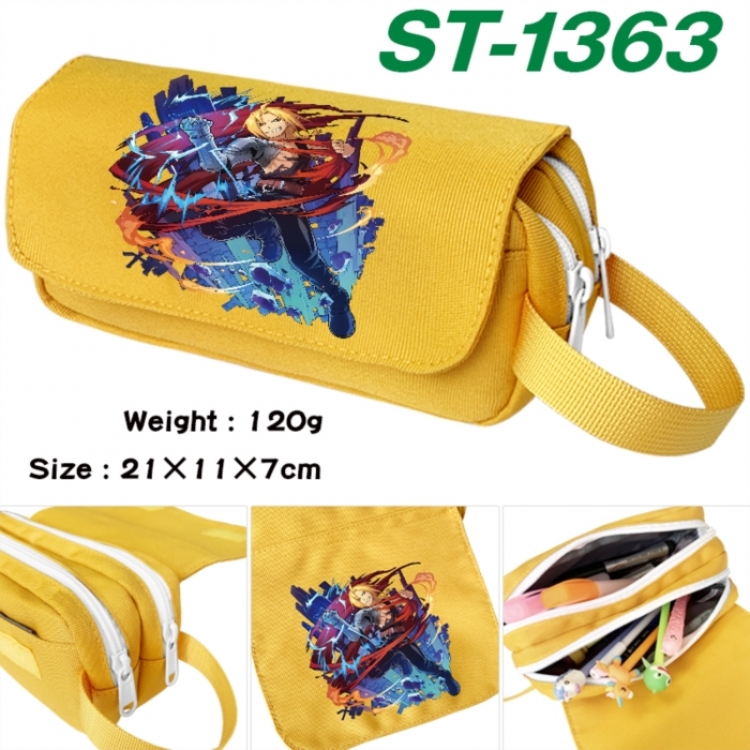 Fullmetal Alchemist Anime waterproof canvas portable double-layer pencil bag cosmetic bag 21x11x7cm