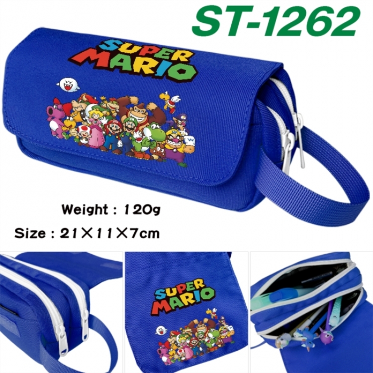 Super Mario Anime waterproof canvas portable double-layer pencil bag cosmetic bag 21x11x7cm