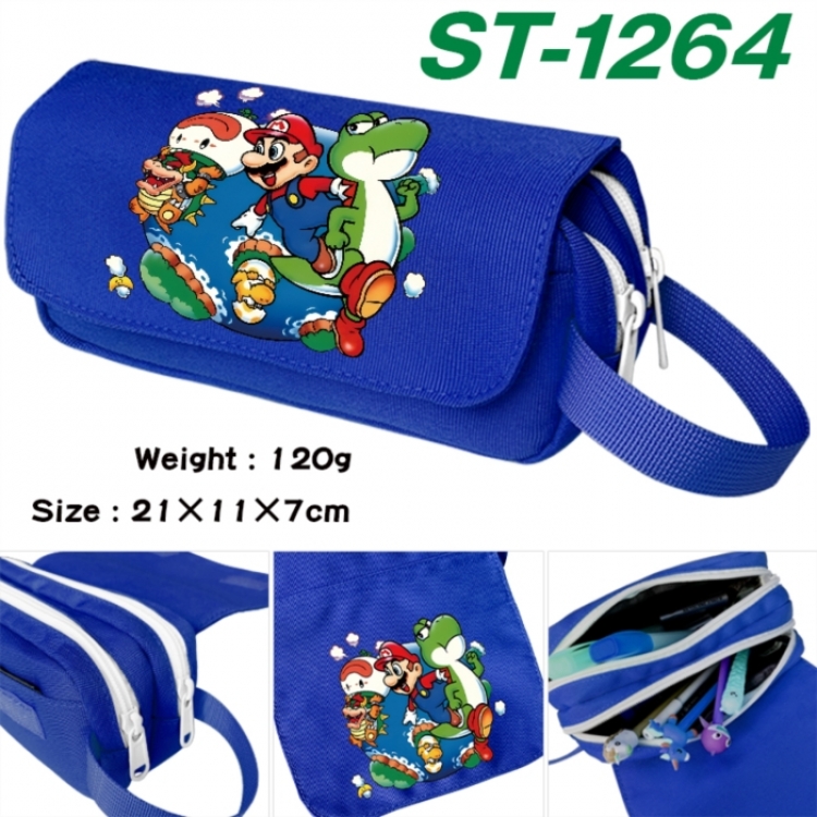 Super Mario Anime waterproof canvas portable double-layer pencil bag cosmetic bag 21x11x7cm