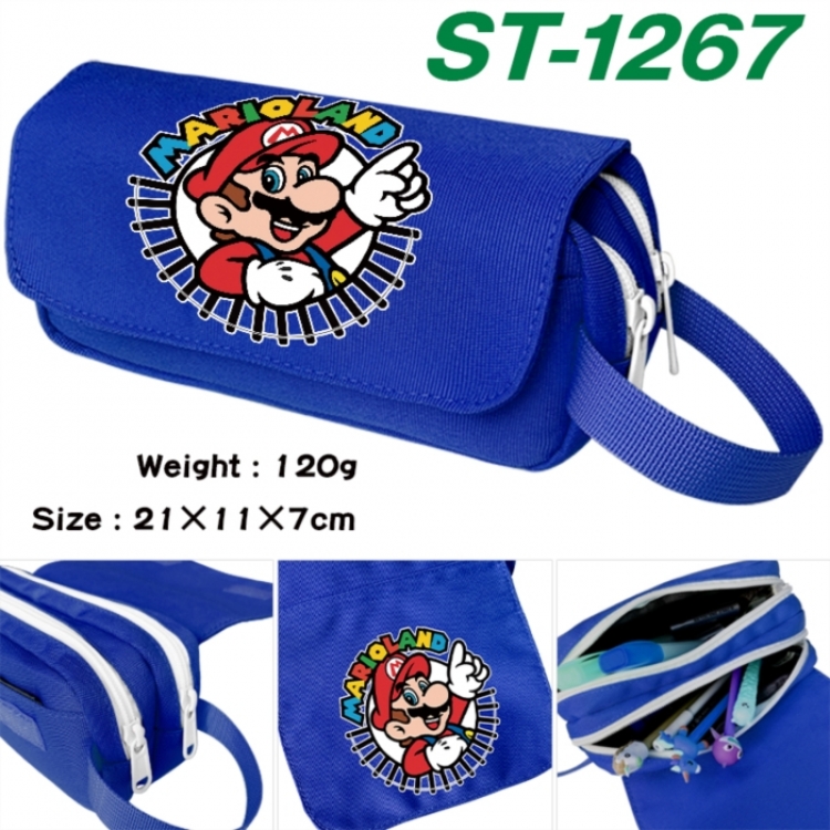 Super Mario Anime waterproof canvas portable double-layer pencil bag cosmetic bag 21x11x7cm