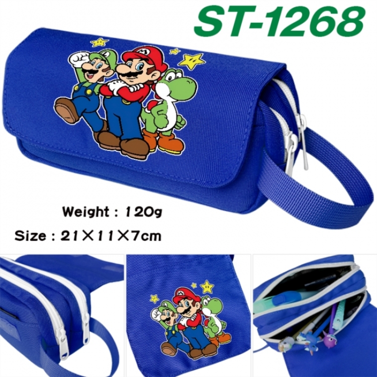Super Mario Anime waterproof canvas portable double-layer pencil bag cosmetic bag 21x11x7cm