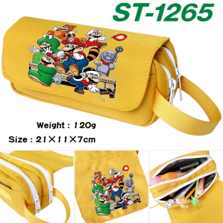 Super Mario Anime waterproof canvas portable double-layer pencil bag cosmetic bag 21x11x7cm