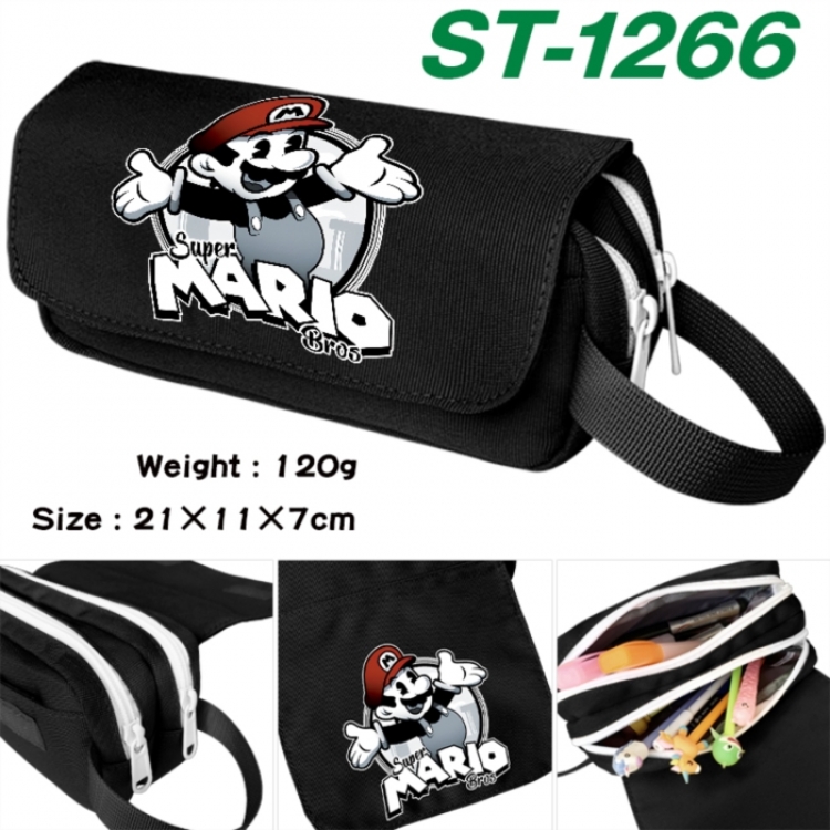 Super Mario Anime waterproof canvas portable double-layer pencil bag cosmetic bag 21x11x7cm