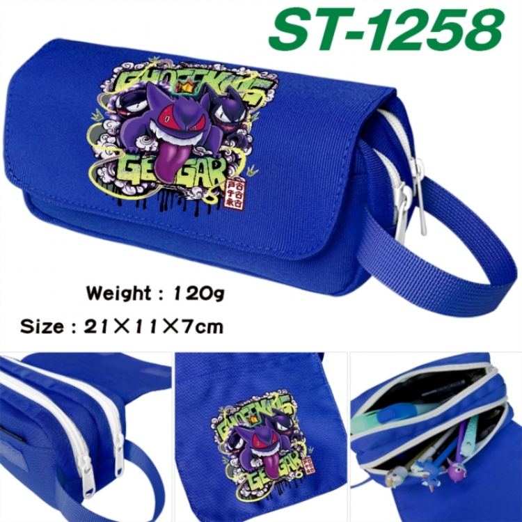 Pokemon Anime waterproof canvas portable double-layer pencil bag cosmetic bag 21x11x7cm