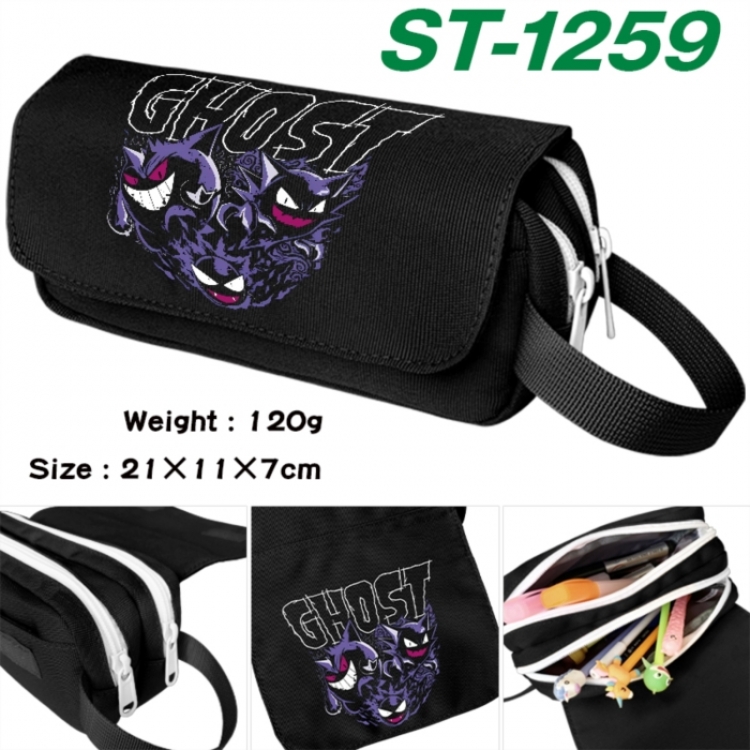 Pokemon Anime waterproof canvas portable double-layer pencil bag cosmetic bag 21x11x7cm