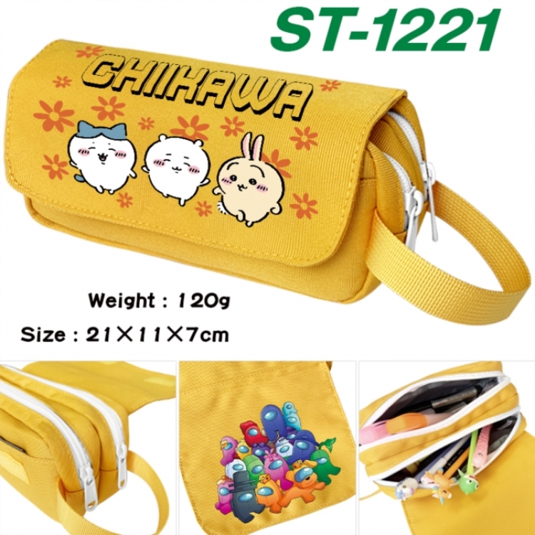 Chiikawa Anime waterproof canvas portable double-layer pencil bag cosmetic bag 21x11x7cm
