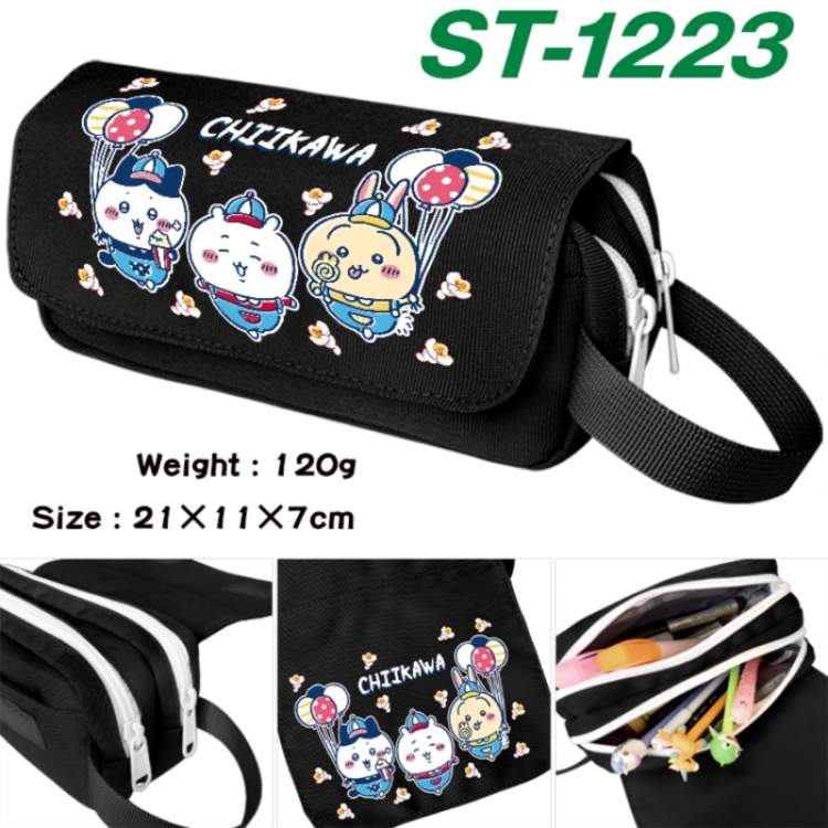 Chiikawa Anime waterproof canvas portable double-layer pencil bag cosmetic bag 21x11x7cm